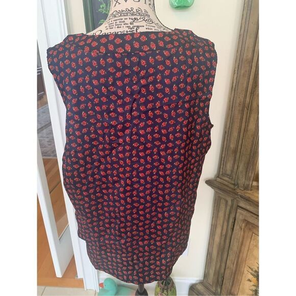 Talbots Lady Bug Navy Silk Sleeveless Top - Picture 3 of 9